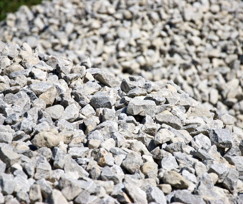 Chippings ¾" close-up, hand for scale